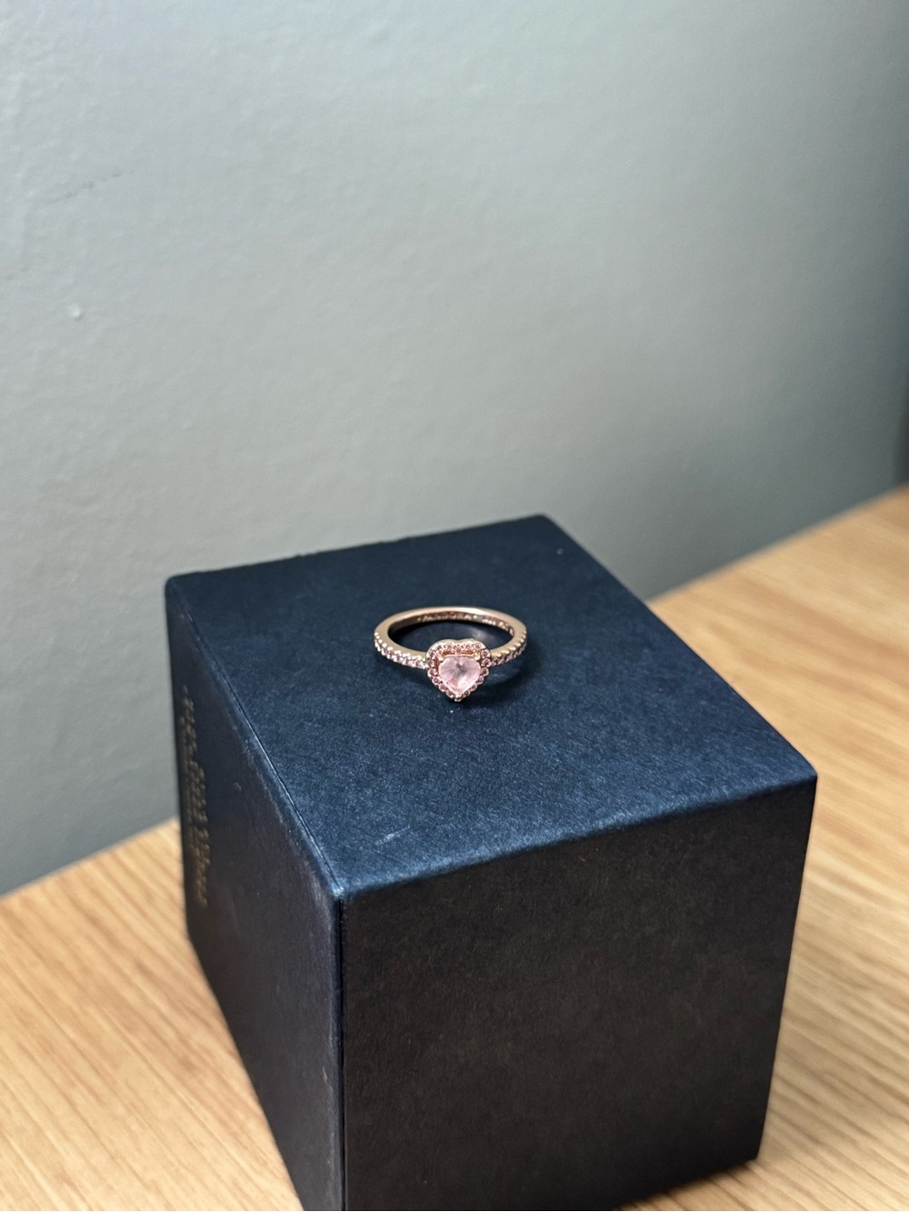 Pandora Rose Gold Ring with Heart Pink Crystal
